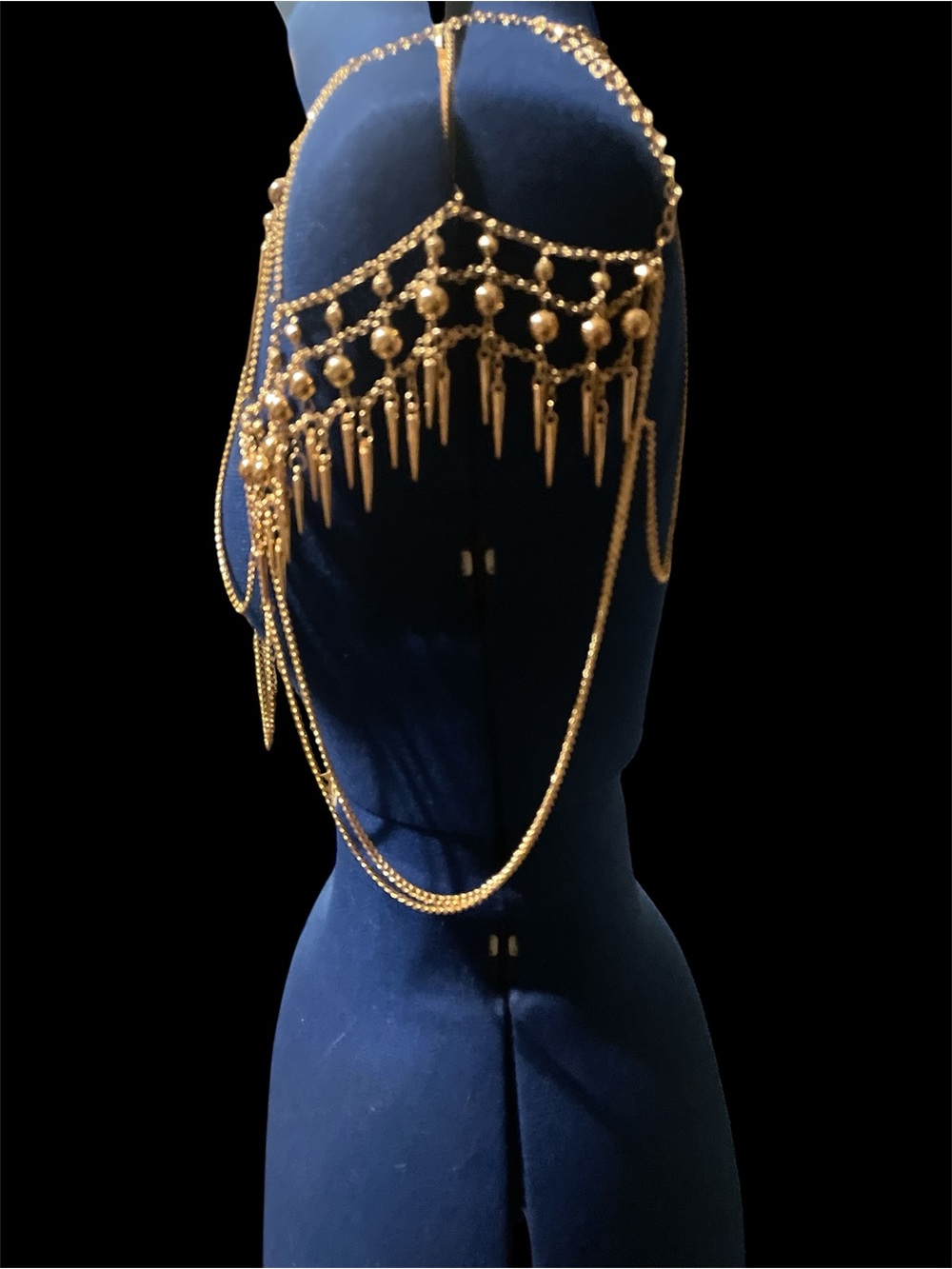 Gold Multi-Layer Spike Body Chain - Women Jewelry - Picture 2 of 3
